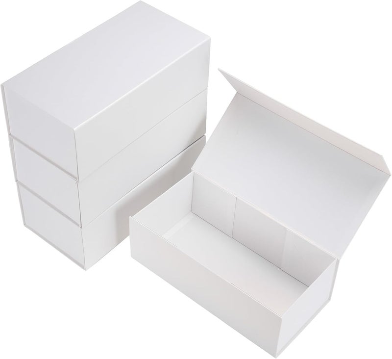 Ditwis 4 Pack 12x6x4 Inches Gift Boxes with Magnetic Closure Lids, White Magnetic Box for Wedding, Groomsmen Bridesmaid Proposal, Birthdays, Mother's Day - Image 1